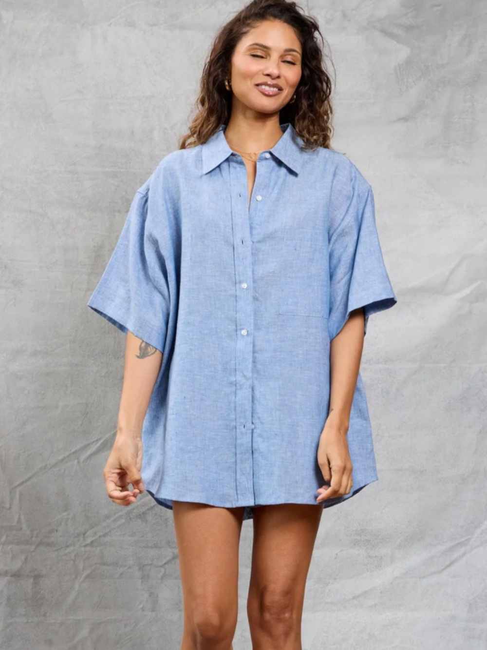 Mamène Riviera Shirt In Linen - Chambray
